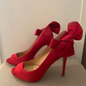 BADGLEY MISCHKA Jewel Red High Heeled Stilettos